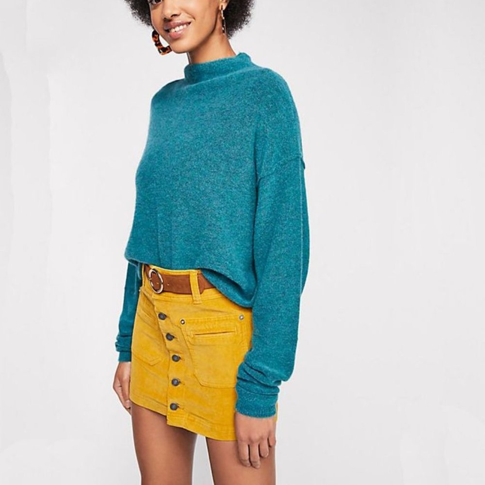 Free People Joanie Corduroy Skirt in Yellow EUC Sz 30 - Picture 4 of 7